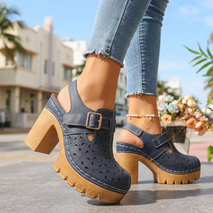 Florian | Women's Platform Cutout Block Heel Clogs