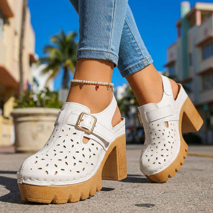 Florian | Women's Platform Cutout Block Heel Clogs
