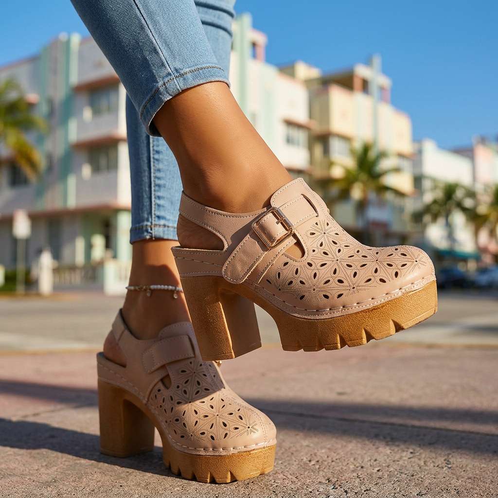 Florian | Women's Platform Cutout Block Heel Clogs