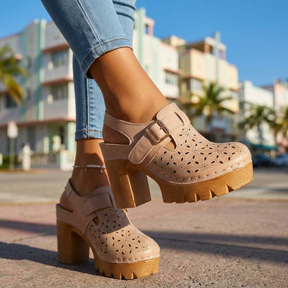 Florian | Women's Platform Cutout Block Heel Clogs