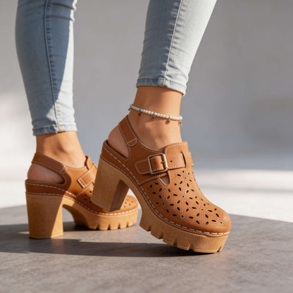Florian | Women's Platform Cutout Block Heel Clogs