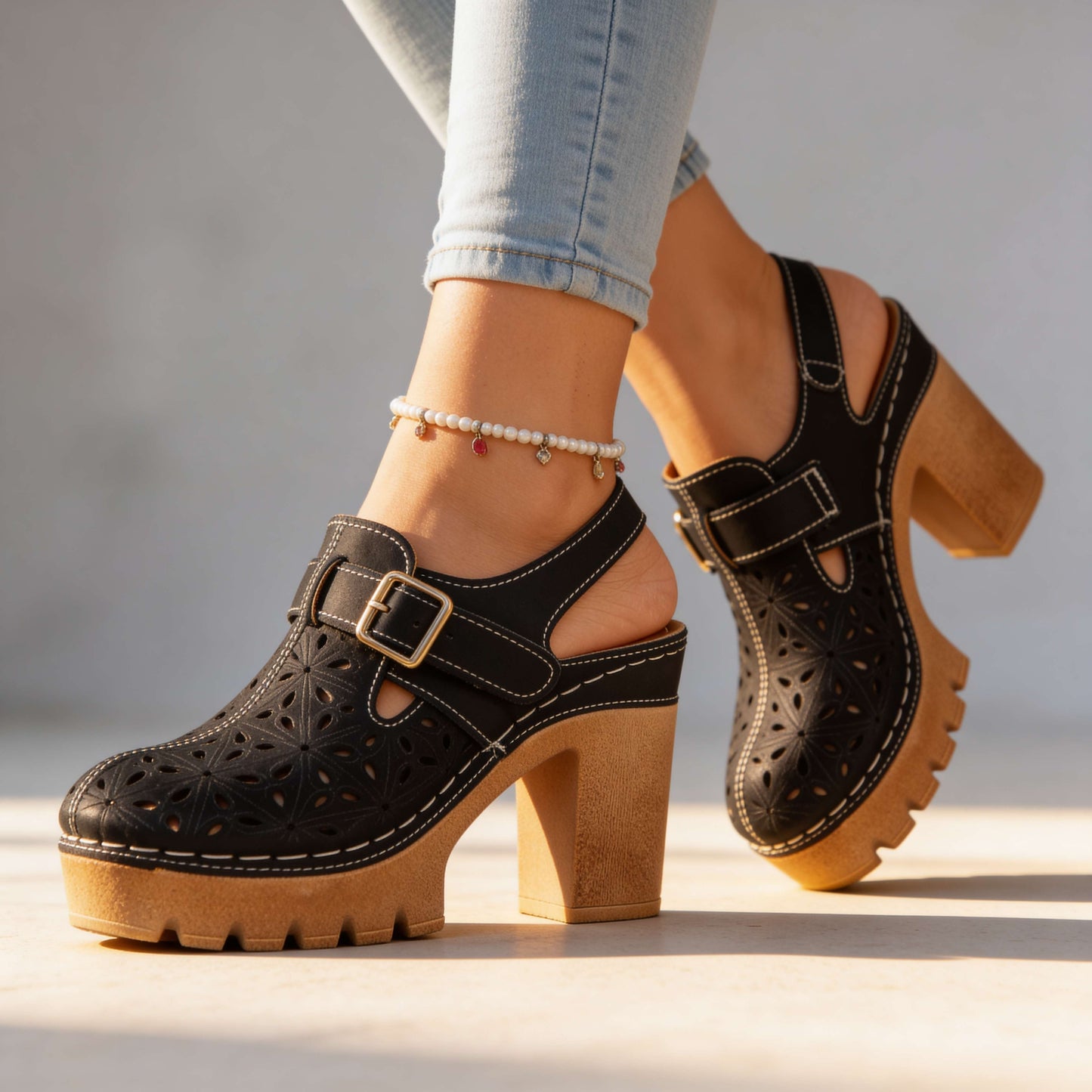 Florian | Women's Platform Cutout Block Heel Clogs