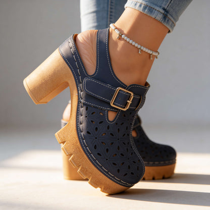 Florian | Women's Platform Cutout Block Heel Clogs