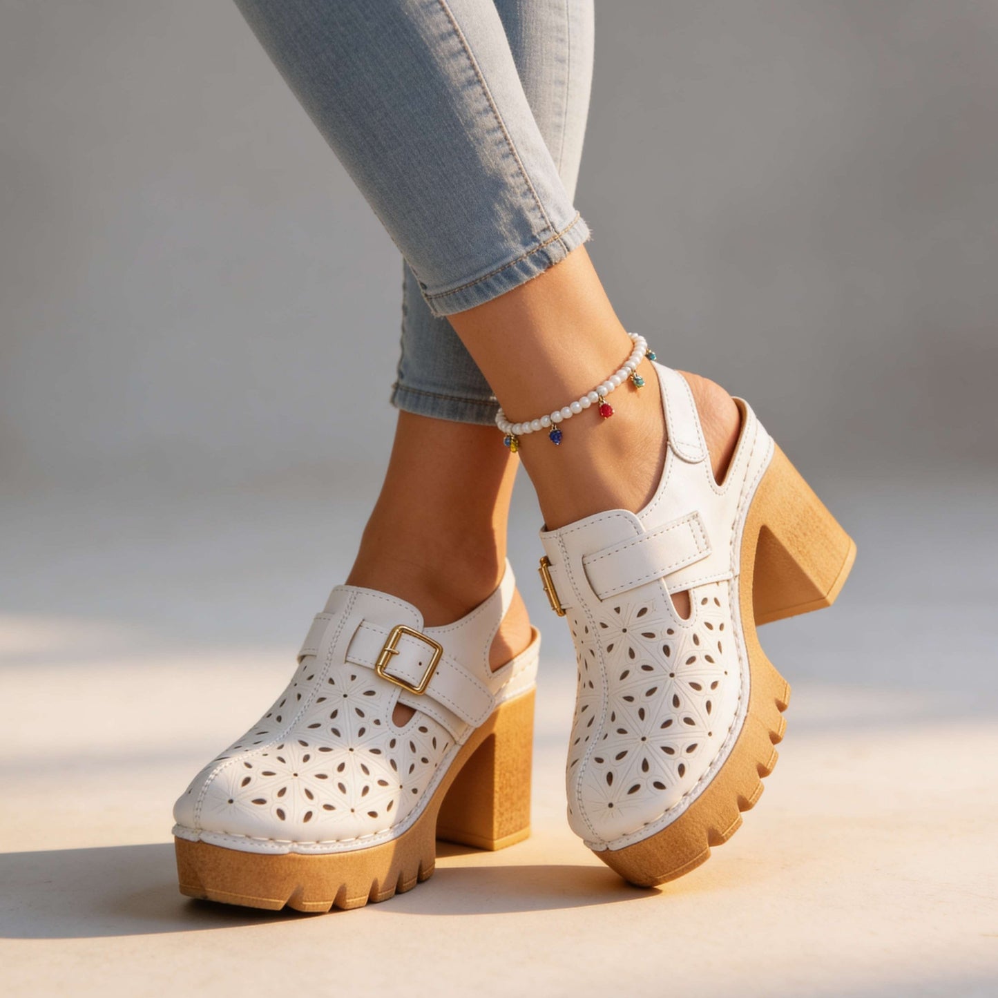 Florian | Women's Platform Cutout Block Heel Clogs
