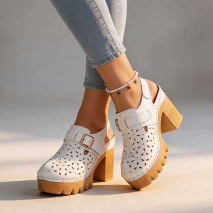 Florian | Women's Platform Cutout Block Heel Clogs
