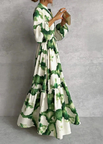 Celeste | Women's Tie-Dye Belted Long Sleeve Tiered Maxi Dress