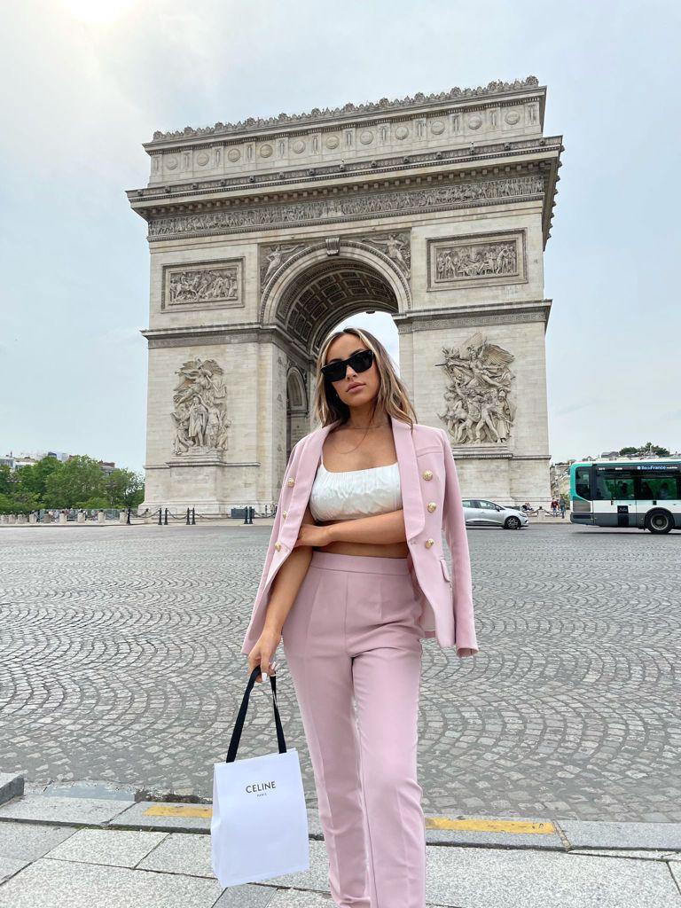 CRISTINA Pink V Neck Long Sleeve Maxi Bodycon Set