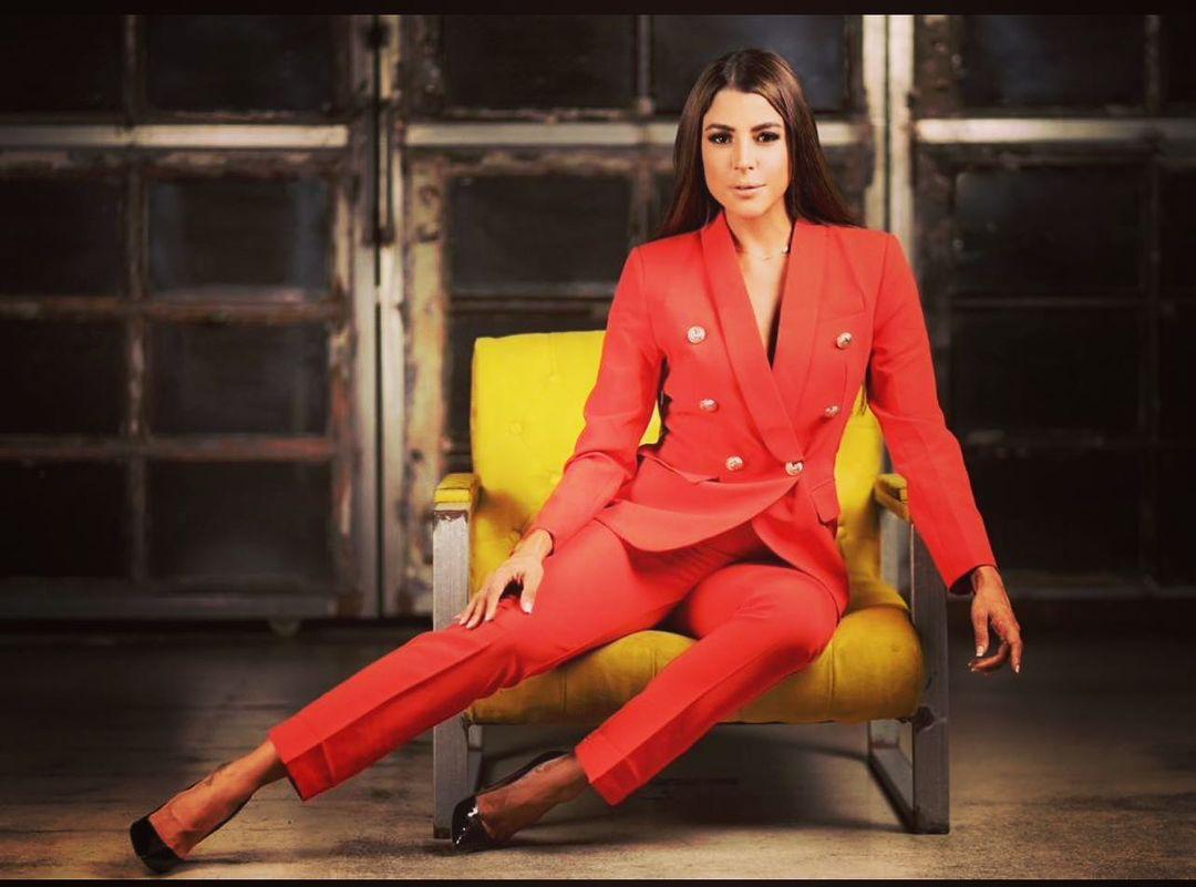 CRISTINA Pink V Neck Long Sleeve Maxi Bodycon Set RED