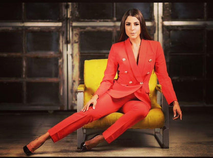 CRISTINA Pink V Neck Long Sleeve Maxi Bodycon Set RED