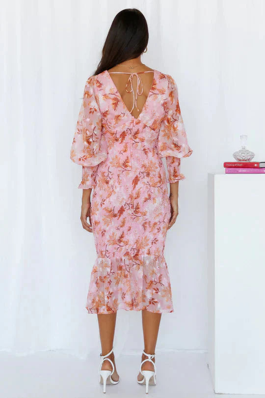Gabrielle | Women's Floral Flowy Draped Dress Evening