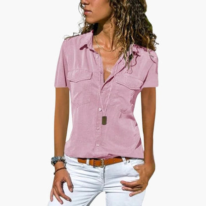 Scout | Women's Short Sleeve Button-Down Shirt Collar Blouse Top
