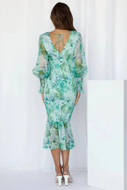 Gabrielle | Women's Floral Flowy Draped Dress Evening