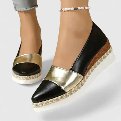 Luna | Women's Metallic Espadrille Wedge Loafers Platform Slip-On