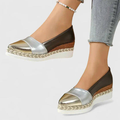 Luna | Women's Metallic Espadrille Wedge Loafers Platform Slip-On