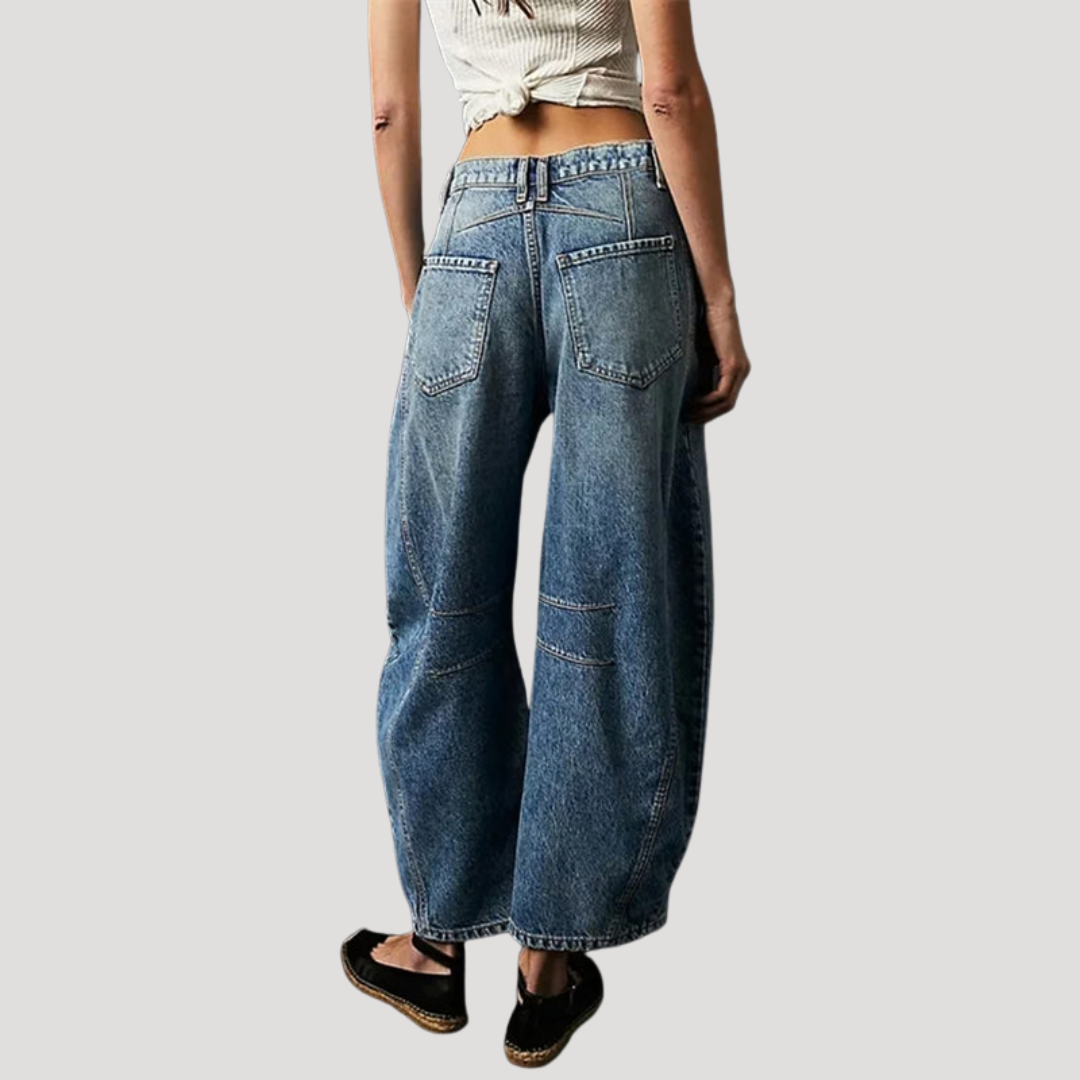 Isadora | Women's Leopard Print Barrel Leg Wide Jeans