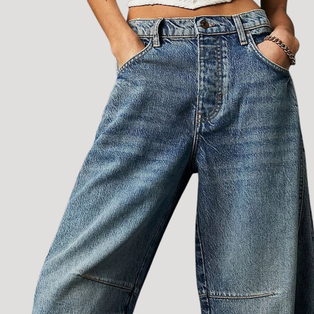 Isadora | Women's Leopard Print Barrel Leg Wide Jeans