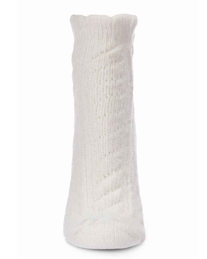Cable Pom Pom Infused Women's Anklet Socks
