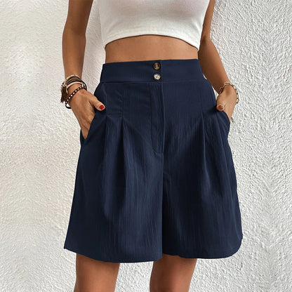 Blair | Women's High Waist Wide Leg Shorts Pleated with Pockets