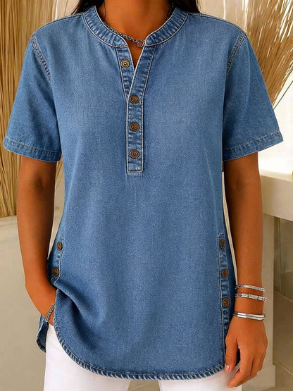 Juniper | Women's Short Sleeve Henley Blouse