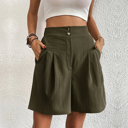 Blair | Women's High Waist Wide Leg Shorts Pleated with Pockets