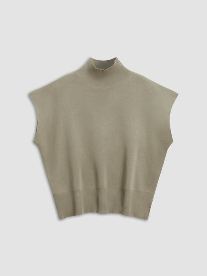 Noira | Women's Mock Neck Sleeveless Top Padded Shoulder Vest