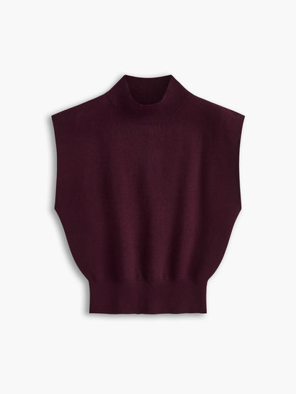Noira | Women's Mock Neck Sleeveless Top Padded Shoulder Vest