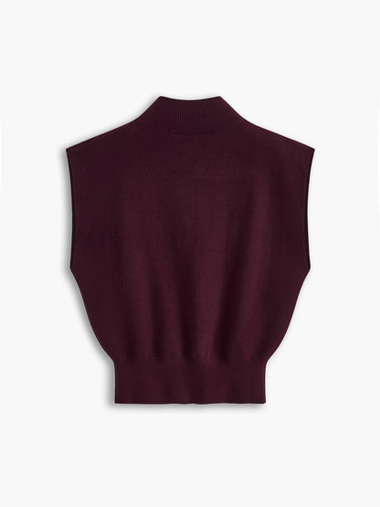 Noira | Women's Mock Neck Sleeveless Top Padded Shoulder Vest
