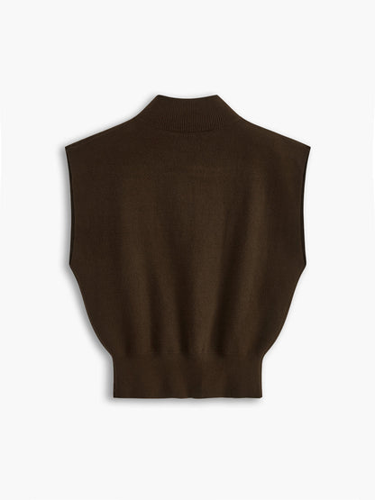 Noira | Women's Mock Neck Sleeveless Top Padded Shoulder Vest