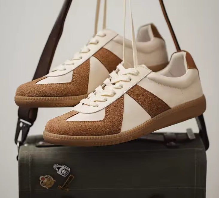 Men Retro German Trainer Shoes | Lace-Up Casual Running Sneakers | Sweat-Absorbent Jogging Sneakers