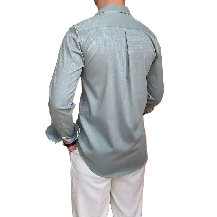 Men Summer Wrinkle Resistant Shirt | Cuban Collar Shirt | Business Shirt | Tuxedo Shirt