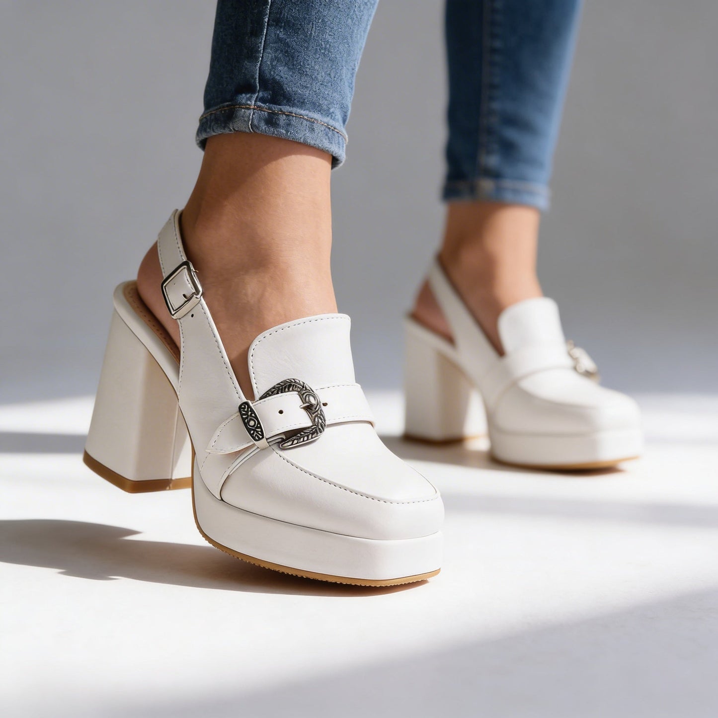 Lourdes | Women's Platform Slingback Block Heel Loafer