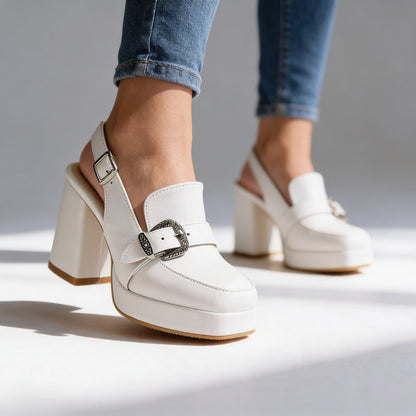 Lourdes | Women's Platform Slingback Block Heel Loafer