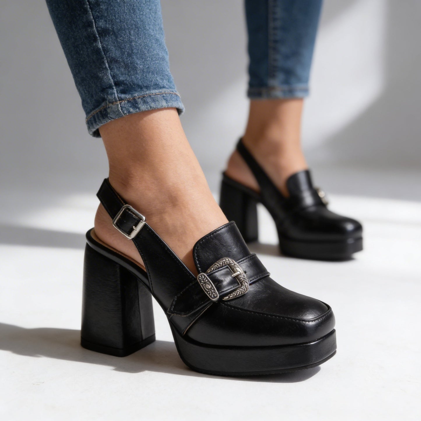Lourdes | Women's Platform Slingback Block Heel Loafer