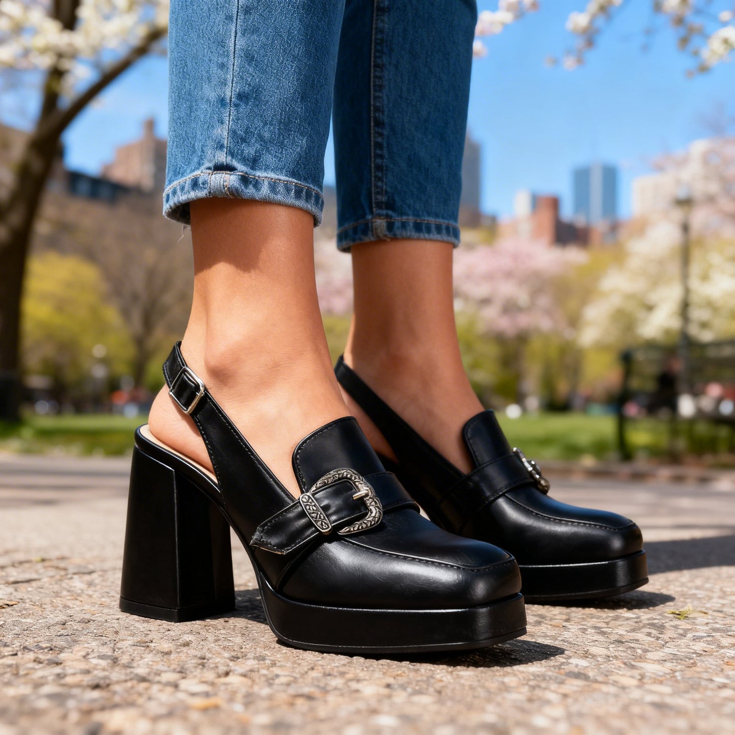 Lourdes | Women's Platform Slingback Block Heel Loafer