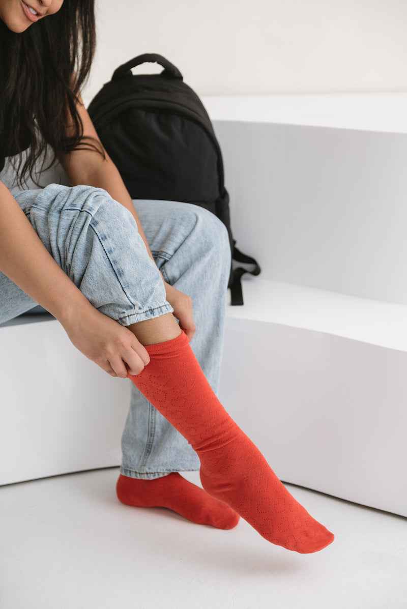 Heart Pointelle Knee High Socks