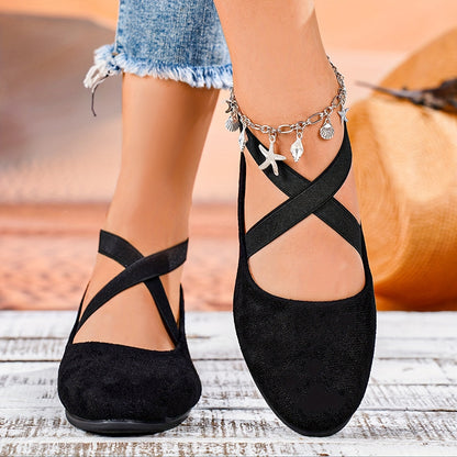 Luelle | Women's Crossover Strap Low Wedge Shoes