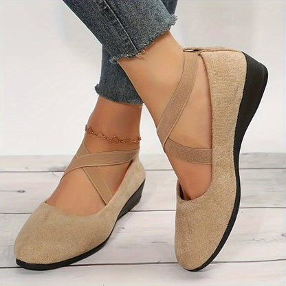 Luelle | Women's Crossover Strap Low Wedge Shoes