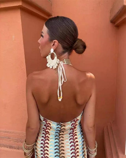 Iris | Women's Wedding Guest Crochet Draped Dress for Beach Wedding
