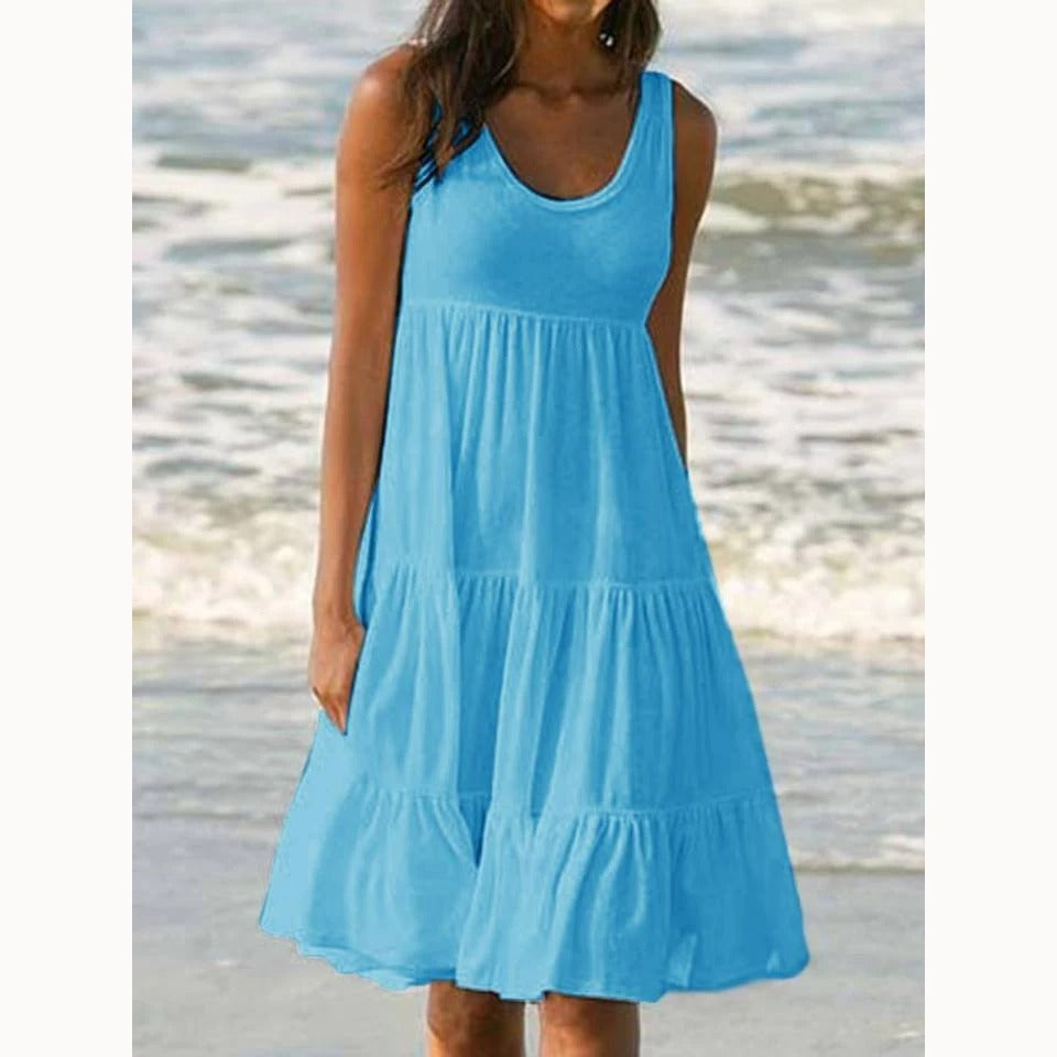Luna | Women's Sleeveless Tiered Midi Dress Boho Summer