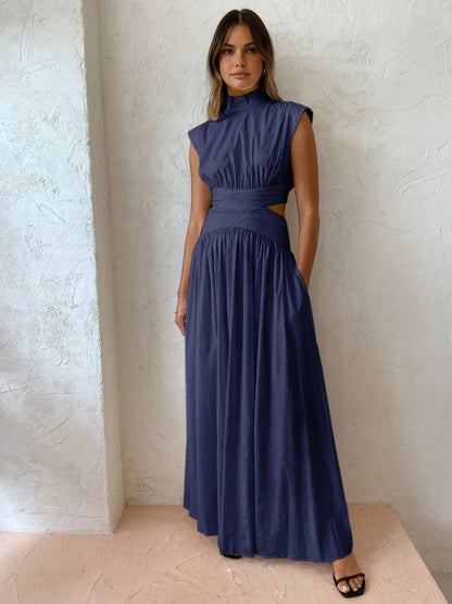 Blanc | Women's Mock Neck Cutout Maxi Dress Sleeveless Occasion Dress