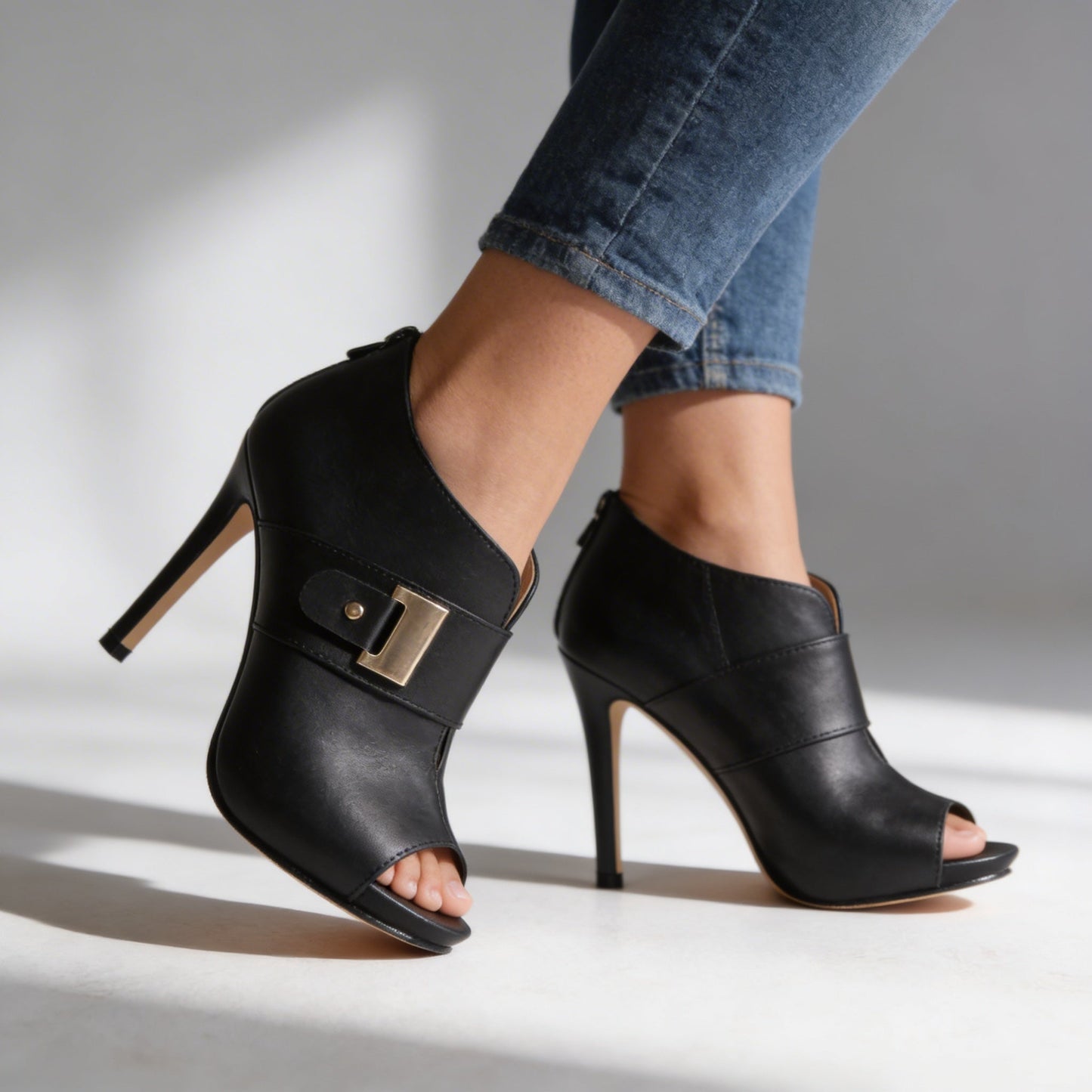 Nadine | Women's Open Toe Buckle Stiletto Heels
