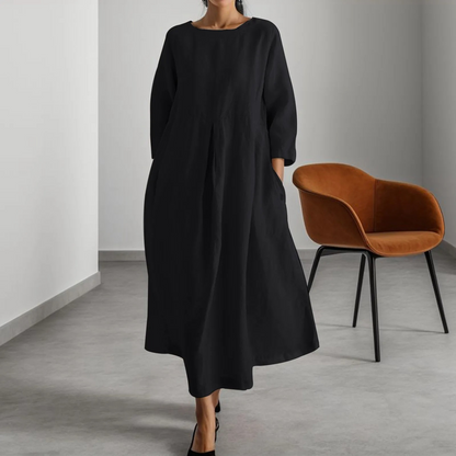 Nadira | Women's Round Neck 3/4 Sleeve Maxi Dress