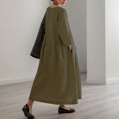 Nadira | Women's Round Neck 3/4 Sleeve Maxi Dress