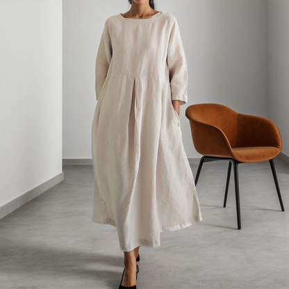 Nadira | Women's Round Neck 3/4 Sleeve Maxi Dress