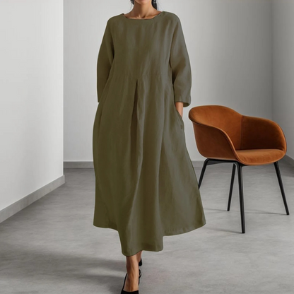 Nadira | Women's Round Neck 3/4 Sleeve Maxi Dress