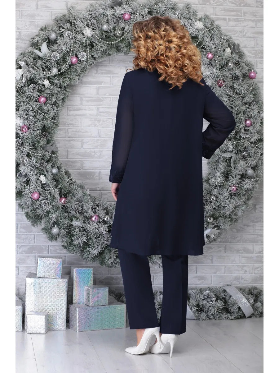 Orinthia | Women's Plus Size Lace Sleeve Pant Suit Set