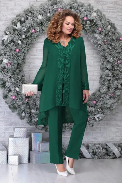 Orinthia | Women's Plus Size Lace Sleeve Pant Suit Set