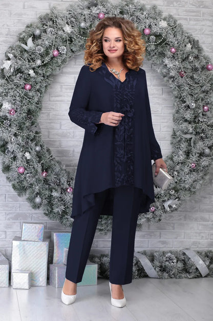Orinthia | Women's Plus Size Lace Sleeve Pant Suit Set
