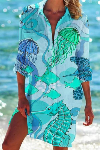 Paloma | Women's Printed Button Down Beach Cover Up