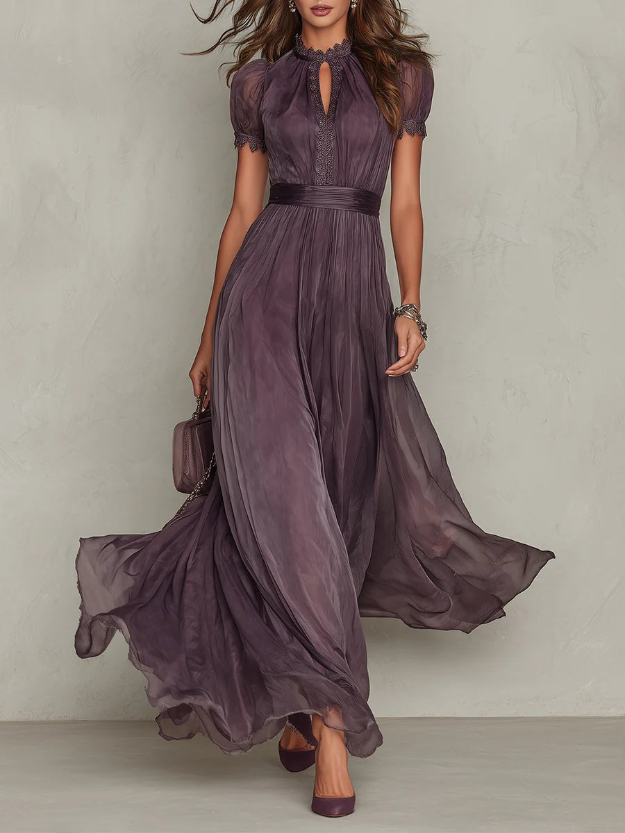 Penelope | Women's Short Sleeve Keyhole Maxi Dress